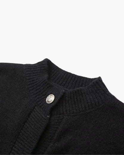 Damen Strickjacke Knöpfe Federärmel