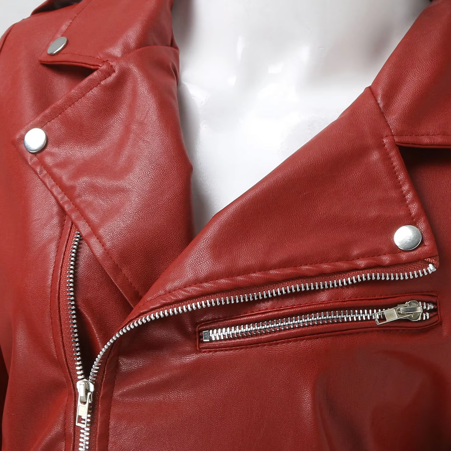 Eveloria Damen Bikerjacke Leder Gürtel