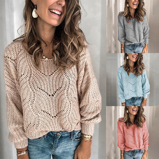 Damen Grobstrickpullover Weit Schnitt Filigran Muster Eveloria - Eveloria
