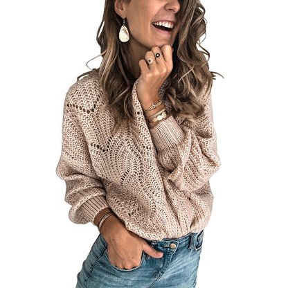 Damen Grobstrickpullover Weit Schnitt Filigran Muster Eveloria