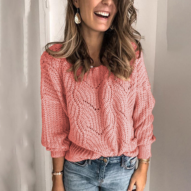 Damen Grobstrickpullover Weit Schnitt Filigran Muster Eveloria