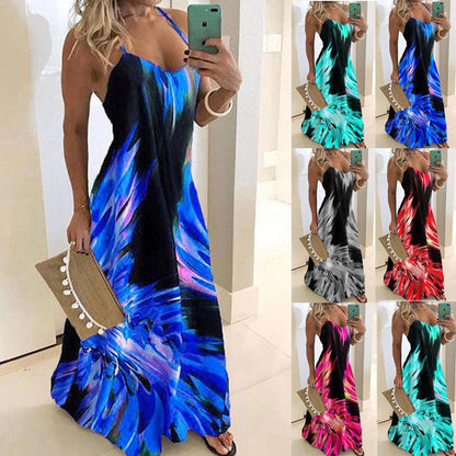 Damen Maxikleid Spaghetti-Träger Modern Farbverlauf - Eveloria