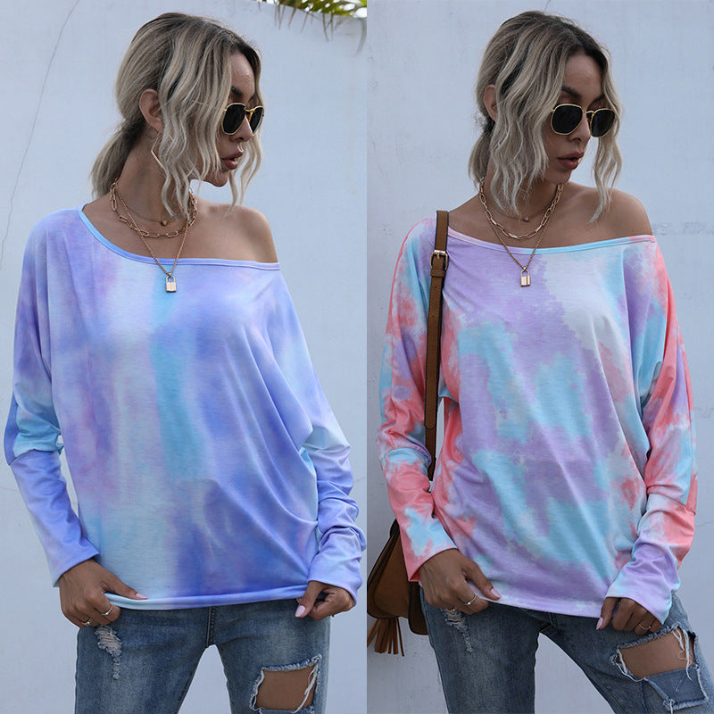 Damen Off-Shoulder Bunt Farbverlauf