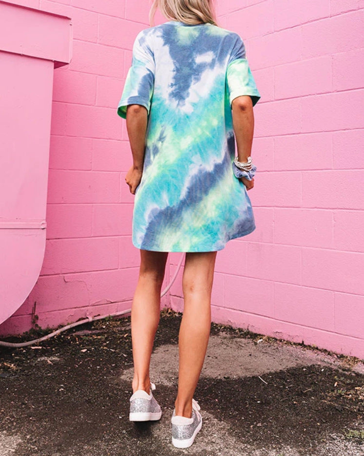 Damen T-Shirt-Kleid Batikdesign