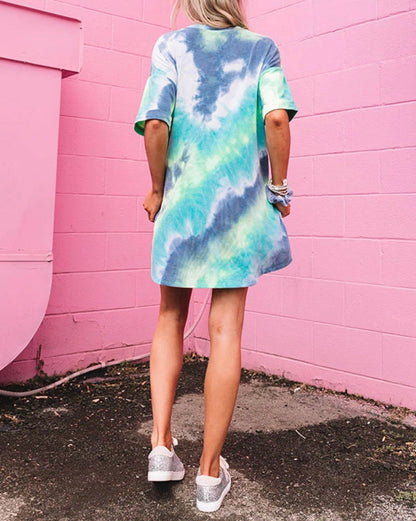 Damen T-Shirt-Kleid Batikdesign