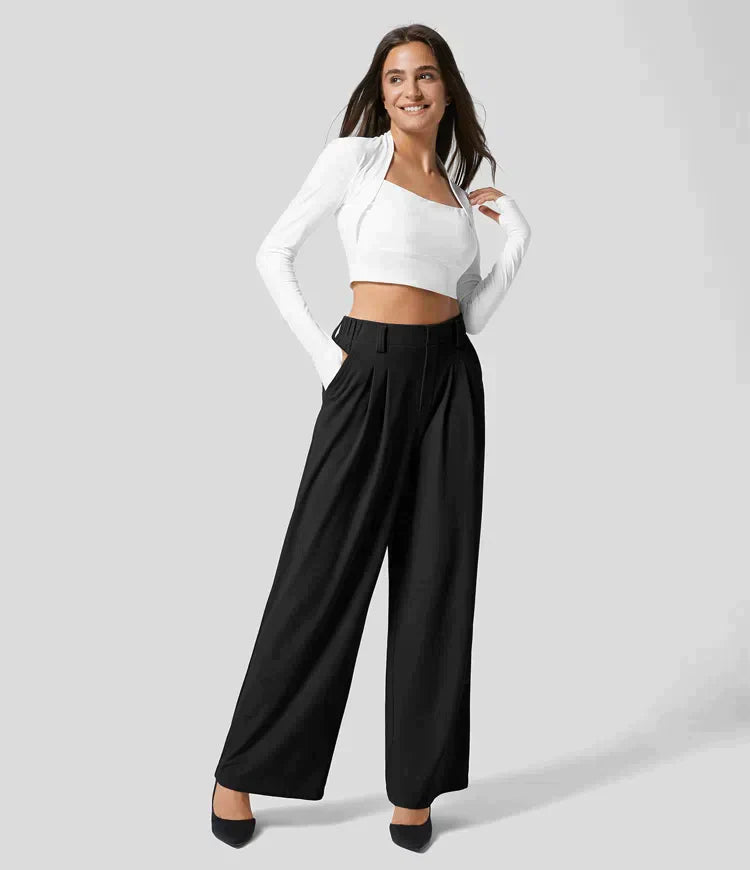Damen Sommerhose Weitbein Hochtailliert - Eveloria