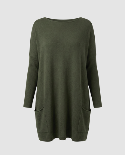Damen Longpullover Lässig Baumwolle Beige