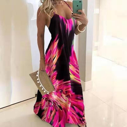 Damen Maxikleid Spaghetti-Träger Modern Farbverlauf