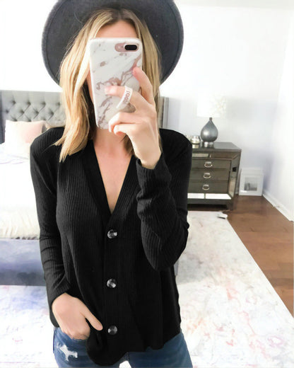 Damen Langarmshirt Dekorativer Knopf Detail Baumwolle Weiß