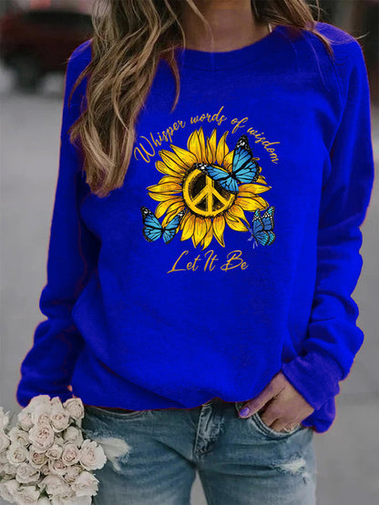 Damen Sweatshirt Sonnenblumen Schmetterling Design Eveloria