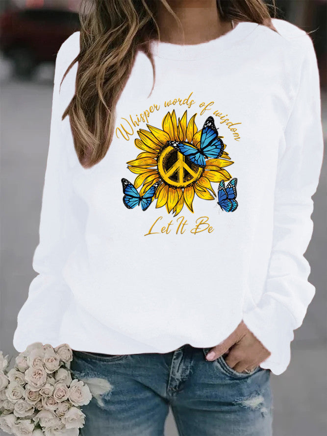 Damen Sweatshirt Sonnenblumen Schmetterling Design Eveloria