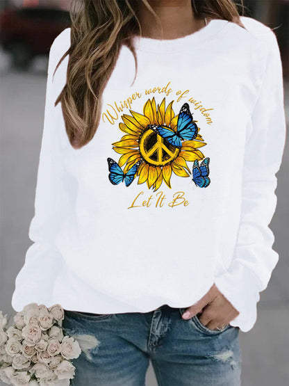 Damen Sweatshirt Sonnenblumen Schmetterling Design Eveloria