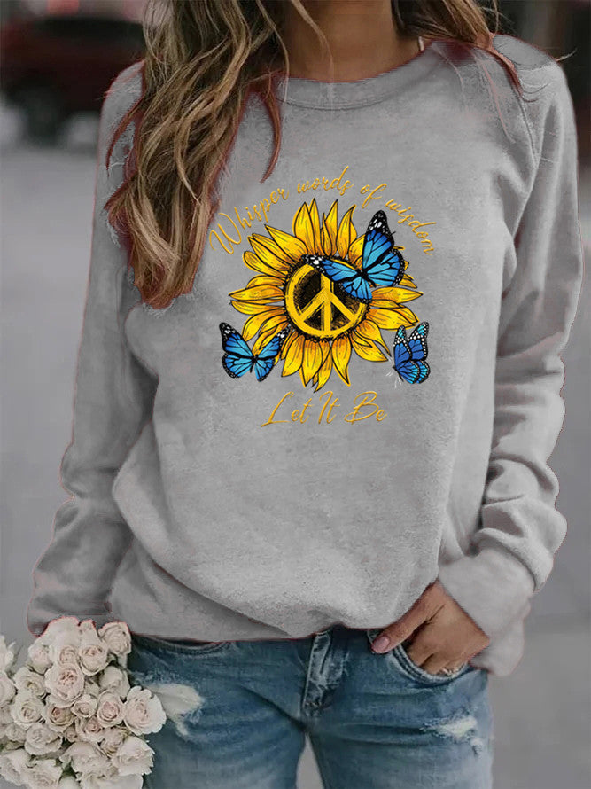 Damen Sweatshirt Sonnenblumen Schmetterling Design Eveloria