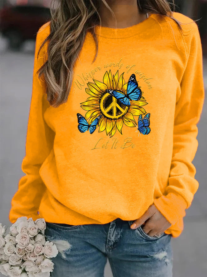 Damen Sweatshirt Sonnenblumen Schmetterling Design Eveloria