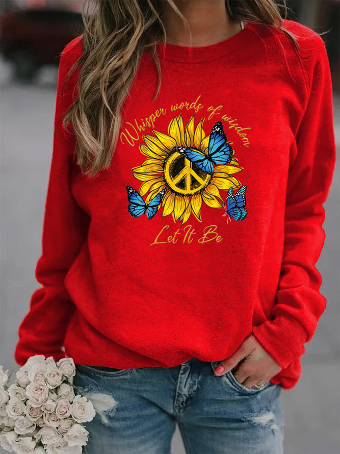 Damen Sweatshirt Sonnenblumen Schmetterling Design Eveloria