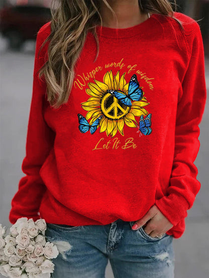 Damen Sweatshirt Sonnenblumen Schmetterling Design Eveloria