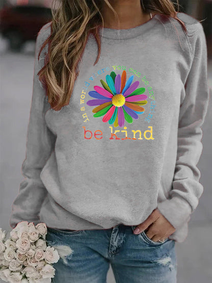 Damen Sweatshirt Bunt Blumen-Design Weich Eveloria