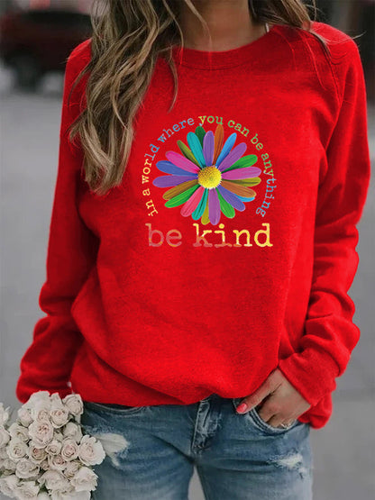 Damen Sweatshirt Bunt Blumen-Design Weich Eveloria