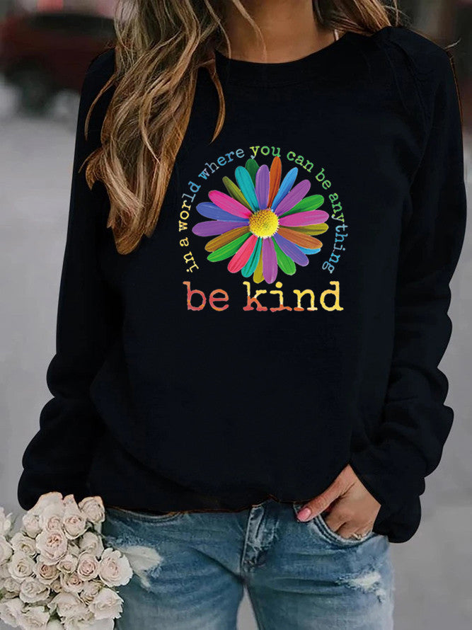 Damen Sweatshirt Bunt Blumen-Design Weich Eveloria