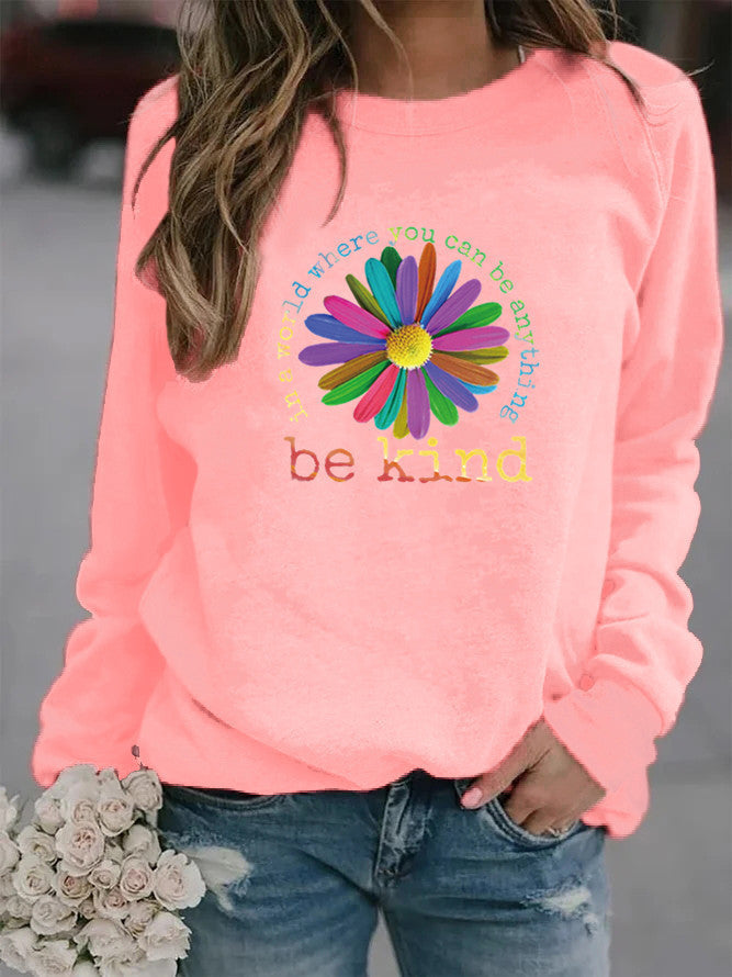 Damen Sweatshirt Bunt Blumen-Design Weich Eveloria