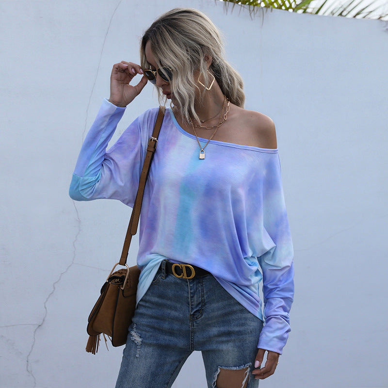 Damen Off-Shoulder Bunt Farbverlauf