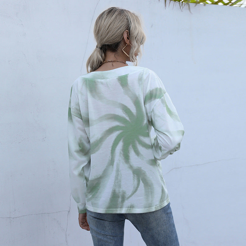 Damen Oversized Pullover V-Ausschnitt Knopfdetails Grau
