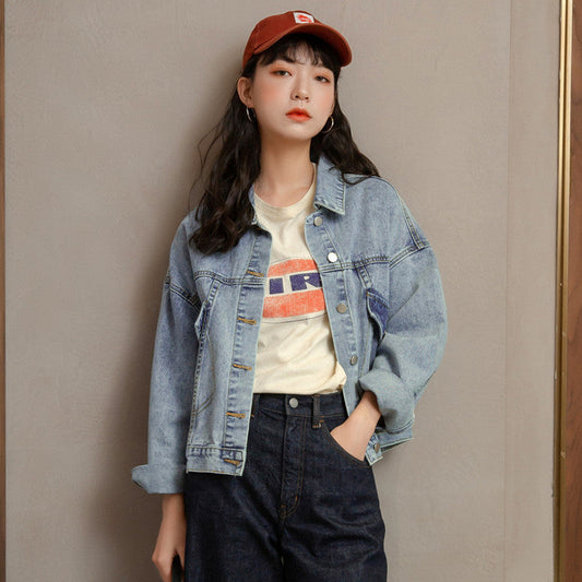 Damen Oversized Jeansjacke Lässig Blau Eveloria - Eveloria