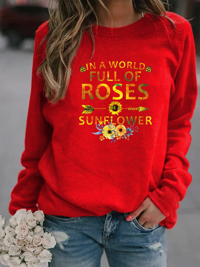 Damen Sweatshirt Blumenverzierung Inspirierendes Motiv Eveloria