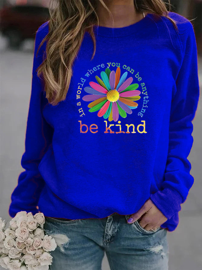 Damen Sweatshirt Bunt Blumen-Design Weich Eveloria