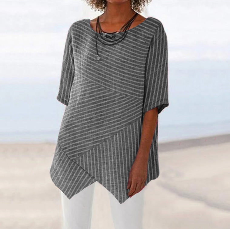 Damen Asymmetrisches Stricktop Rippmuster