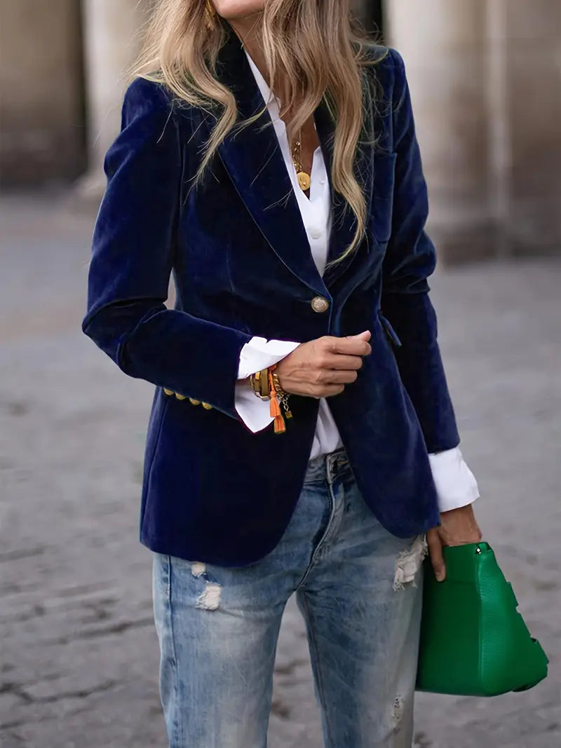 Damen Klassischer Blazer Ein-Knopf-Verschluss