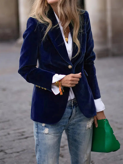 Damen Klassischer Blazer Ein-Knopf-Verschluss