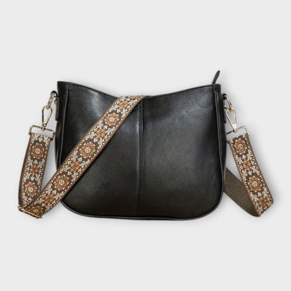 Damen Schultertasche Boho Stil Leder Braun