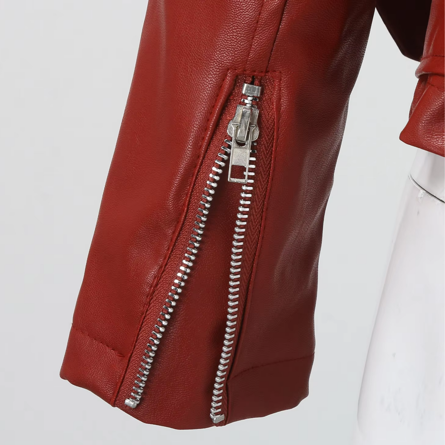 Eveloria Damen Bikerjacke Leder Gürtel