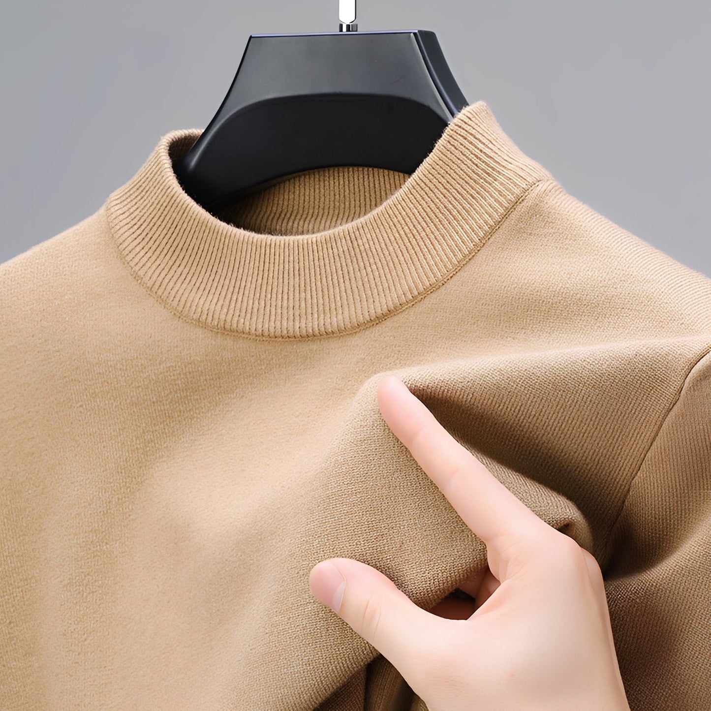 Herren Pullover Bequem Warm Baumwolle Grau