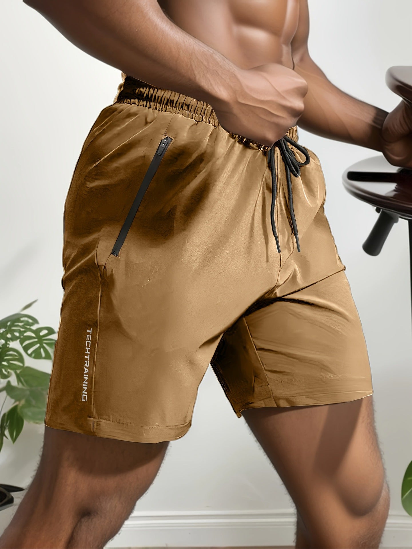 Herren Sportshorts Leicht Schnelltrocknend Schwarz - Eveloria