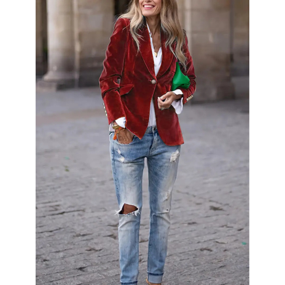 Eveloria Damen Blazer Velvet Casual