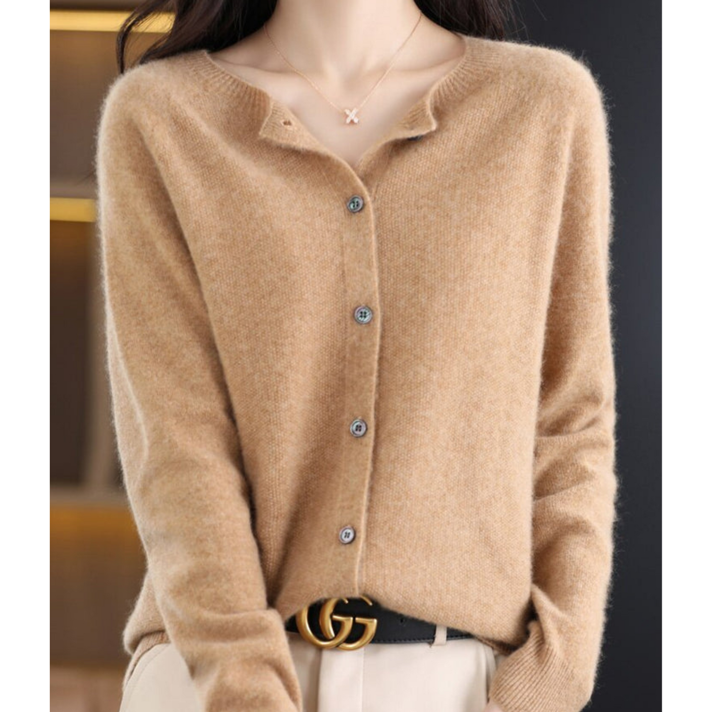 Damen Strickjacke Klassische Knopfleiste