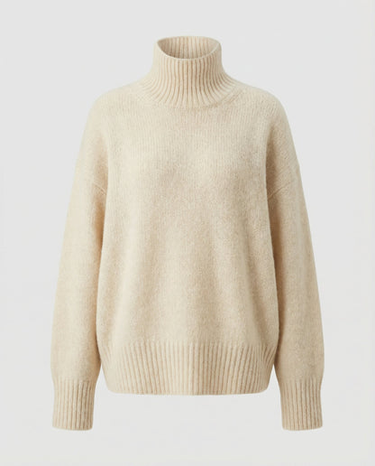 Damen Cashmere Rollkragenpullover Warm Beige