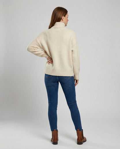 Damen Cashmere Rollkragenpullover Warm Beige