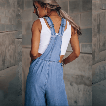 Damen Denim Jumpsuit Blau