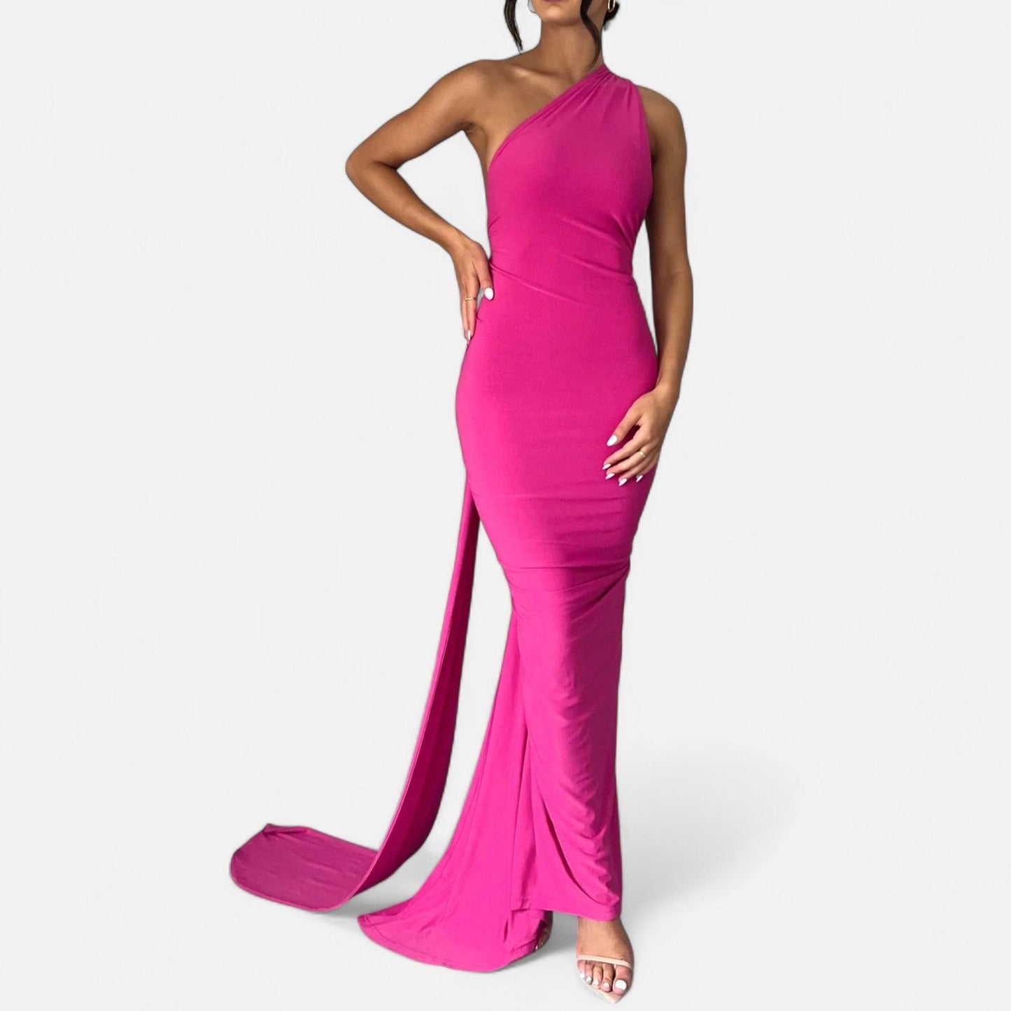 Damen Maxikleid Ein-Schulter-Neckholder