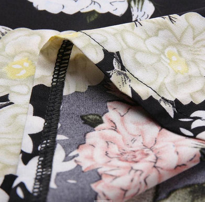 Damen T-Shirt Blumendesign V-Ausschnitt Locker Eveloria