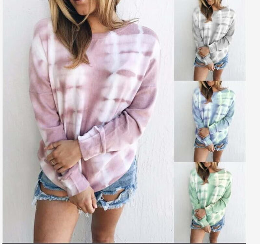 Damen Sweatshirt Langarm Batikmuster Eveloria - Eveloria