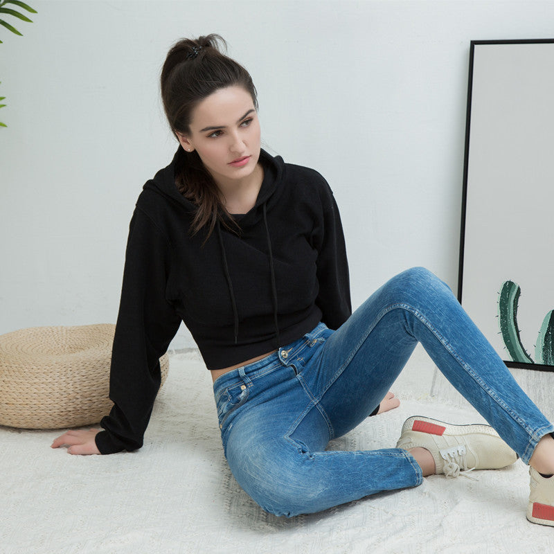 Damen Cropped Kapuzenpullover Eveloria