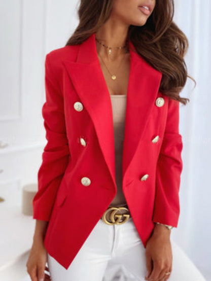 Damen Blazer Tailliert Doppelknopfleiste Goldton Eveloria