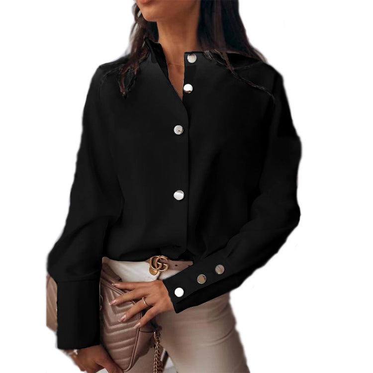 Damen Bluse mit Druckknöpfen Lässiger Schnitt Eveloria
