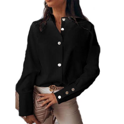 Damen Bluse mit Druckknöpfen Lässiger Schnitt Eveloria
