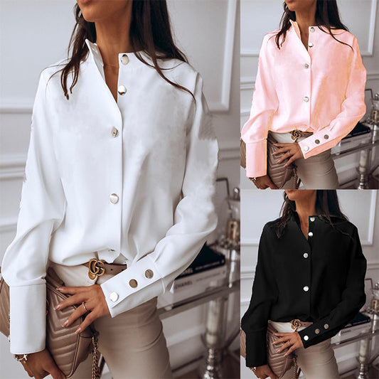 Damen Bluse mit Druckknöpfen Lässiger Schnitt Eveloria - Eveloria