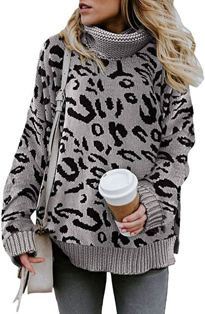 Damen Pullover Leopardenmuster Eveloria